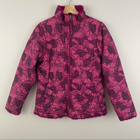 THE NORTH FACE Roxbury Pink Butterfly Camo Reversible Mossbud Swirl Jacket - Picture 2 of 12